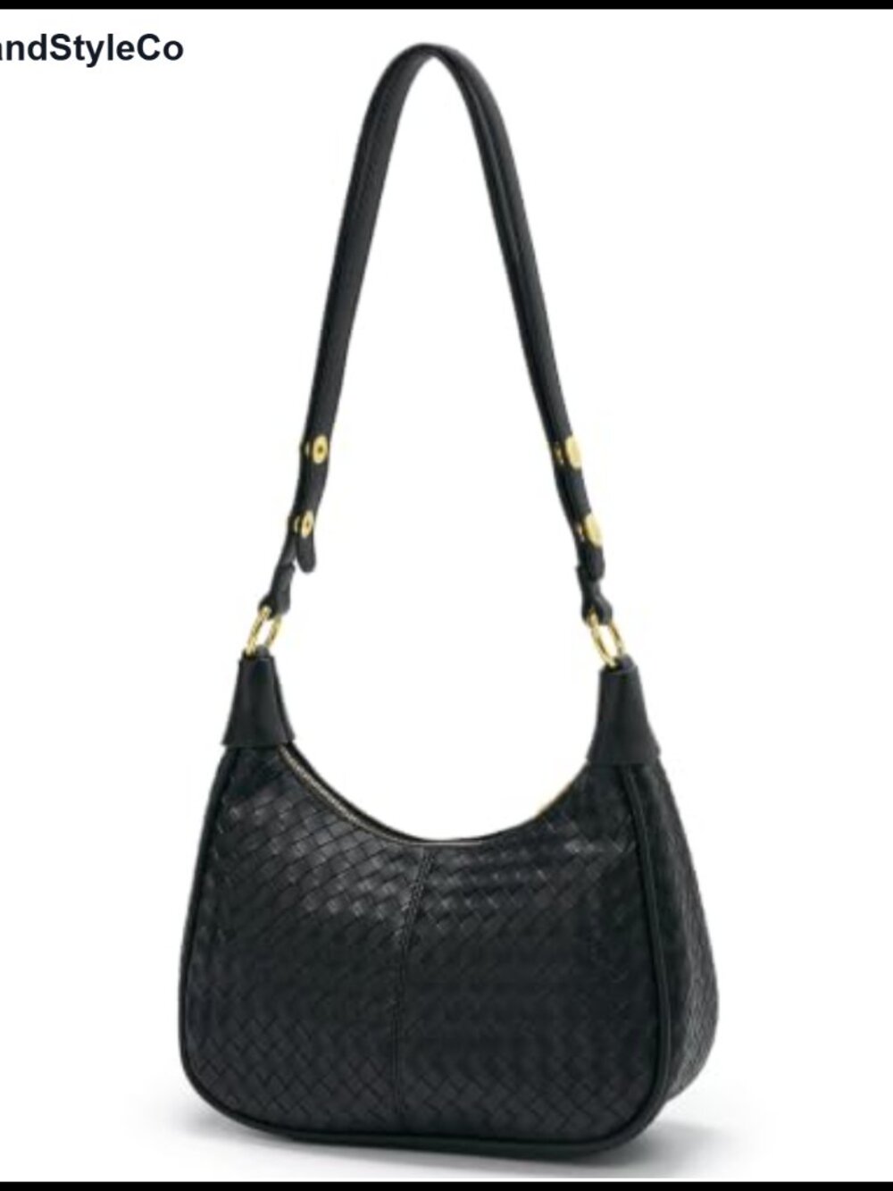Woven PU Leather Crescent Shoulder Bag Small Purse with Zipper